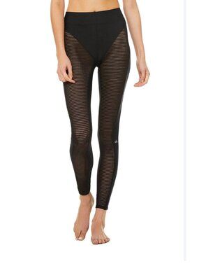 Alo Yoga High Waist Energize Leggings XXS Black Mesh Airlift Sheer Net Yoga Pant